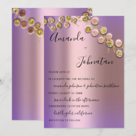 Bröllop Elegant Ro Golden Wand Möhippa Lila Inbjudningar