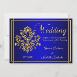 Bröllop Elegant Royal Blue Guld Jewel Inbjudningar