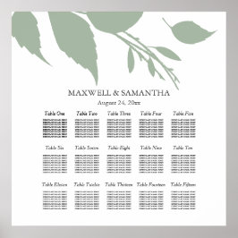 Bröllop Elegant Sage Grönt Löv för  Poster