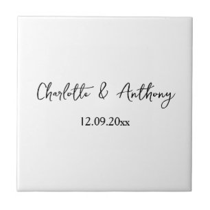 Bröllop Elegant Script Kreativ Black White Kakelplatta