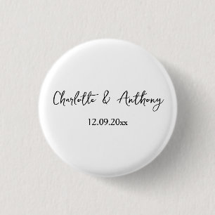 Bröllop Elegant Script Kreativ Black White Knapp