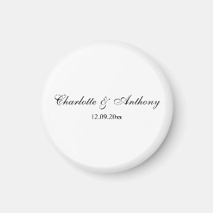 Bröllop Elegant Script Kreativ Black White Magnet