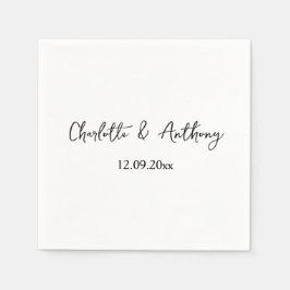 Bröllop Elegant Script Kreativ Black White Pappersservett