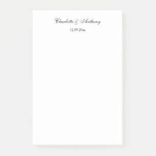 Bröllop Elegant Script Kreativ Black White Post-it Block