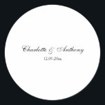 Bröllop Elegant Script Kreativ Black White Runt Klistermärke<br><div class="desc">Den här mallen kan anpassas för att uppfylla alla professioneller.</div>