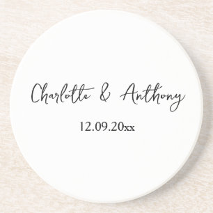 Bröllop Elegant Script Kreativ Black White Underlägg
