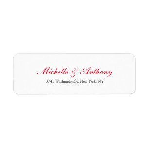 Bröllop Elegant Script Kreativ Red White Returadress Etikett