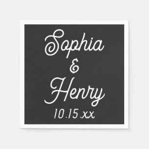 Bröllop Elegant Script Modern Typography Black Pappersservett