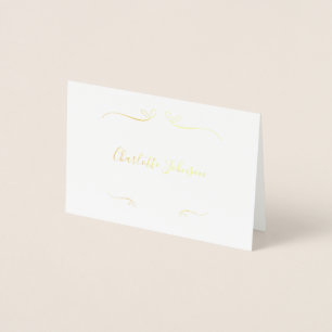 Bröllop Elegant Script Namn Ställe Real Guld Folierat Kort
