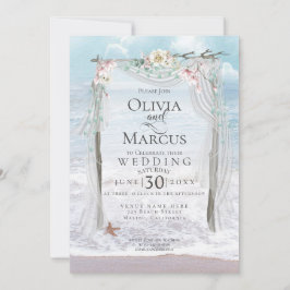 Bröllop | Elegant Seaside Driftwood Tulle Arbour Inbjudningar