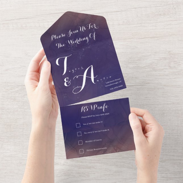 Bröllop Elegant Typografi Lila (Avrivbar del)