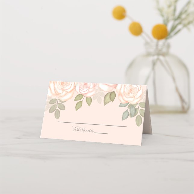 Bröllop Elegant Vattenskärg  Blommigt Foliage Placeringskort (Framsida)