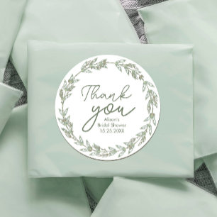 Bröllop Elegant Watercolor Greenery Löv Runt Klistermärke
