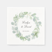 Bröllop Elegant Watercolor Namn och Date Napkin