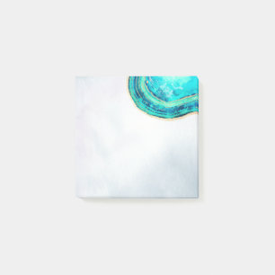 Bröllop Elegant Watercolor Teal & Guld Geode Slice Post-it Block