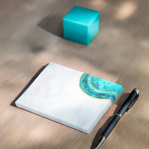 Bröllop Elegant Watercolor Teal & Guld Geode Slice Post-it Block