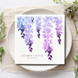 Bröllop Elegant Watercolor Wisteria Lila Blommigt Pappersservett