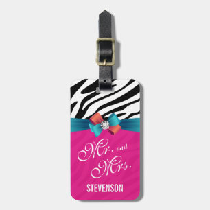 BRÖLLOP - ELEGANT ZEBRA TRYCK SHOCK ROSA BAGAGEBRICKA