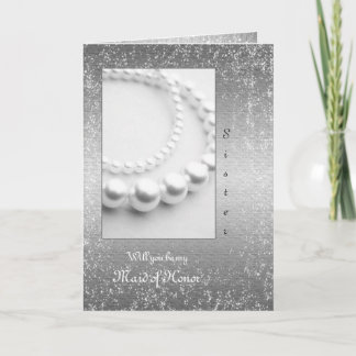 Bröllop eller årsdag Pärlor Silver Glitter Inbjudan