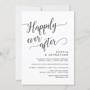 Bröllop Elopement, Classy Simple Black Calligraphy Inbjudningar
