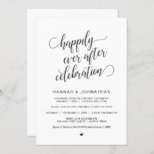 Bröllop Elopement, enkel Classy Black Calligraphy