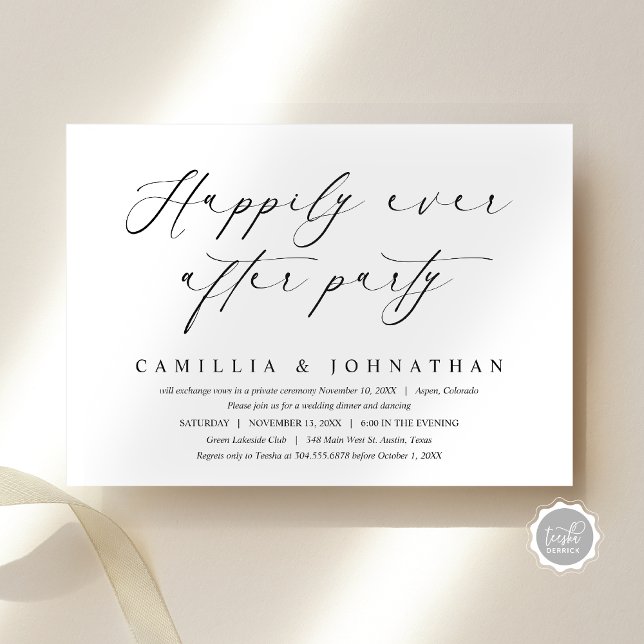 Bröllop Elopement Fest Tillsammans För Evigt Inbjudningar (Happily Ever After Wedding Elopement Party Invitation Card, Digital Download, Online template)