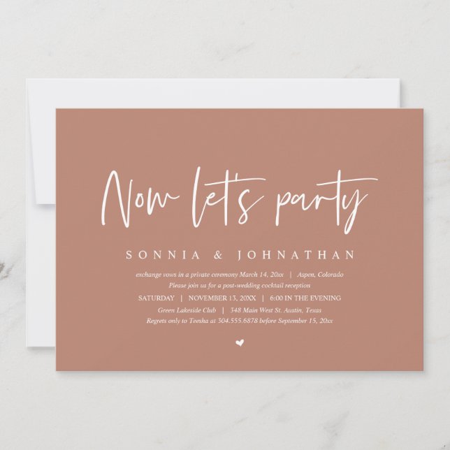 Bröllop Elopement Firande, nu låt oss party Inbjudningar (Framsida)