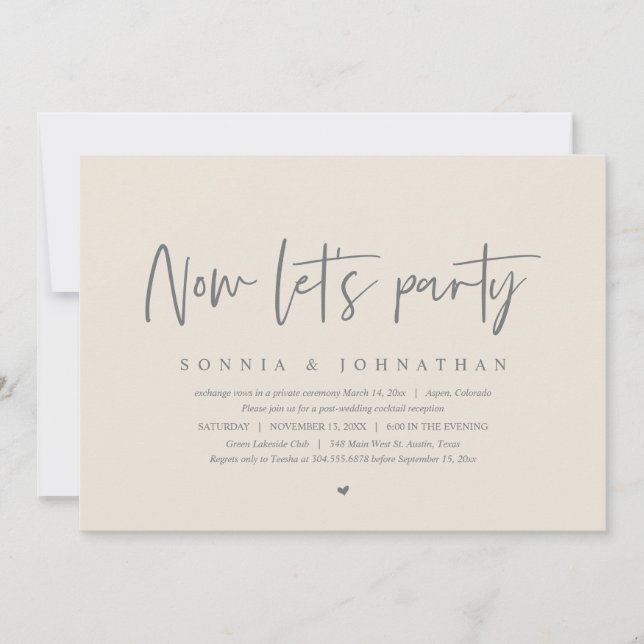 Bröllop Elopement Firande, nu låt oss party Inbjudningar (Framsida)