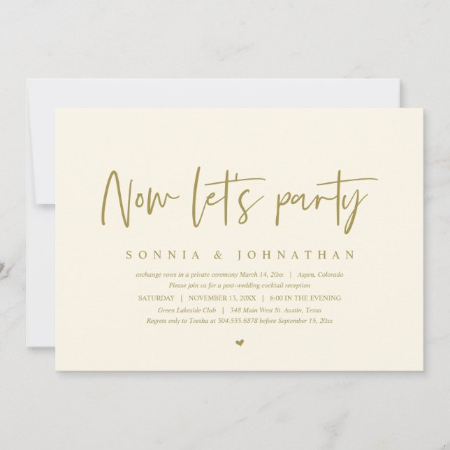 Bröllop Elopement Firande, nu låt oss party Inbjudningar (Framsida)