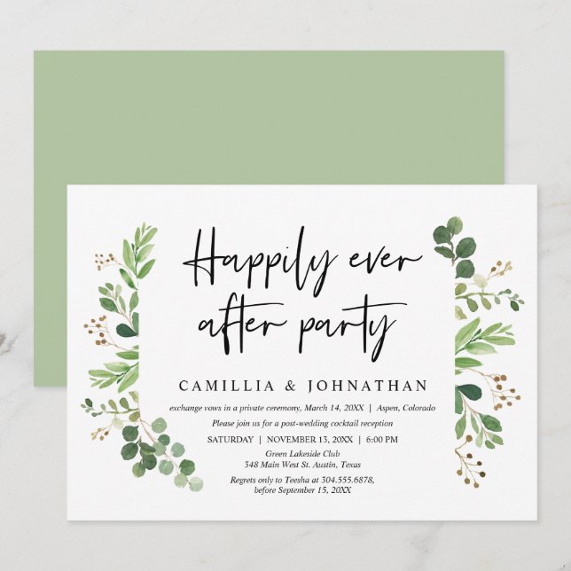 Bröllop Elopement, lyckligtvis allt efter Party Inbjudningar (Fram/baksida)