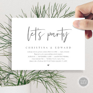 Bröllop Elopement, Modern Minimalist, tillåt party Inbjudningar