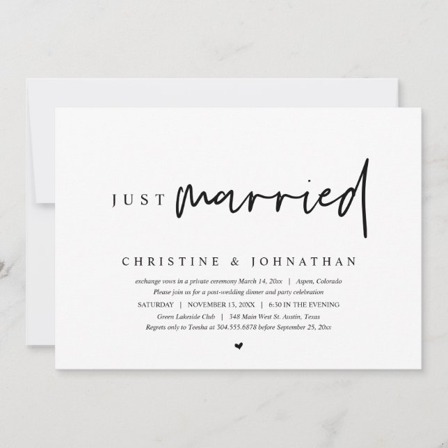 Bröllop Elopement, Ny gifta Inbjudningar (Framsida)