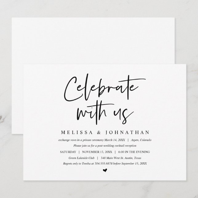 Bröllop Elopement Party, Fira med oss Inbjudningar (Fram/baksida)