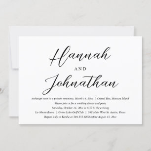 Bröllop Elopement Party och Middag Inbjudningar
