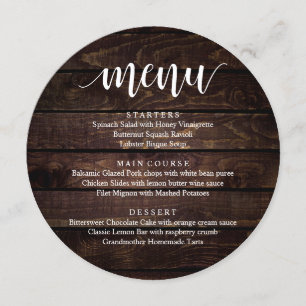 Bröllop Elopement Reception Middag, Rustic Cottage Meny