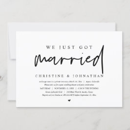 Bröllop Elopement, vi bara Har gifta inbjudan