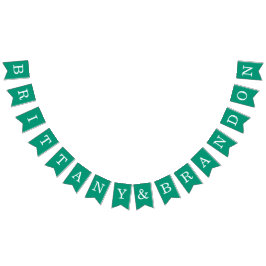 Bröllop Emerald Grönt Simple Bride and Groom Namn Vimplar