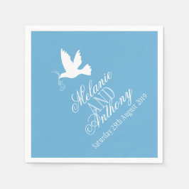 Bröllop, en vit bläckdocka med blått anpassningsba pappersservett