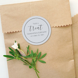 Bröllop Enkel Ljusblå Kalligrafi Skrift Presentkor Runt Klistermärke