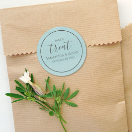 Bröllop Enkel Turkos Kalligrafi Skript Gods  Runt Klistermärke