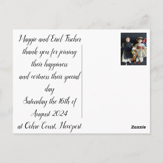 Bröllop - enkelt tack, ditt kort - rumänsk (Baksida)