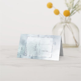 Bröllop Escort | Silver Blue Winter Wonderland Placeringskort