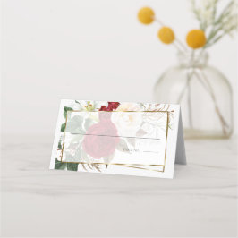 Bröllop-eskort | Ivory och Red Peony Bouquet Placeringskort