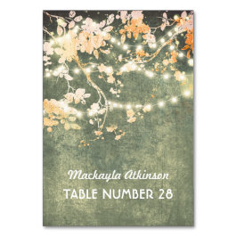 bröllop eskort sträng ljus grenar bordsnummer