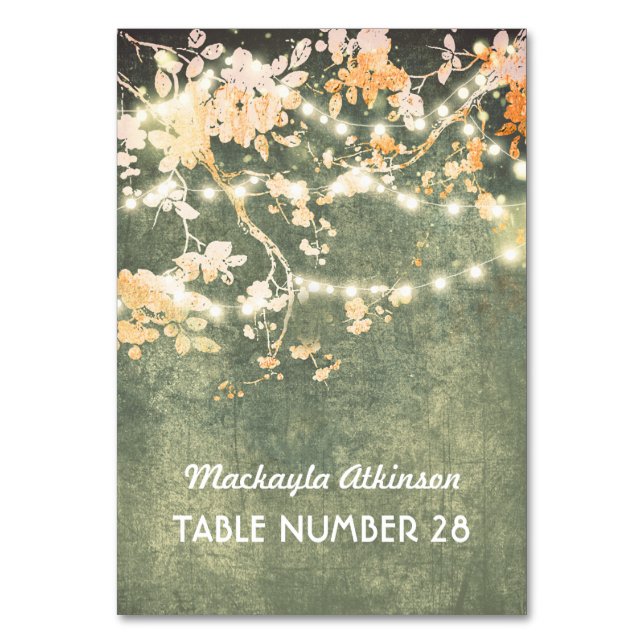 bröllop eskort sträng ljus grenar bordsnummer (Framsidan)