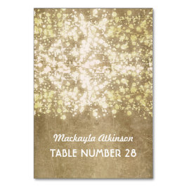 bröllop eskort sträng ljus guld glitter bordsnummer