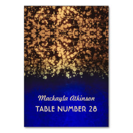 bröllop eskort sträng ljus guld och blått bordsnummer