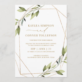 Bröllop Etheral Geometric Greenery Guld Vines Inbjudningar