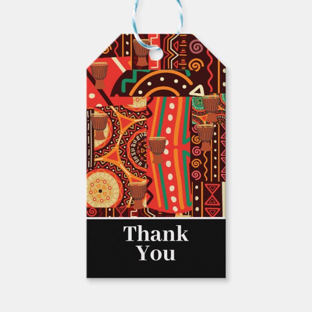 Bröllop Ethnic Afrocentric Kente Tribal Mönster Presentetikett (Framsidan)