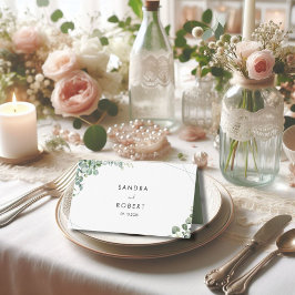 Bröllop eucalyptus greenery boho placeringskort